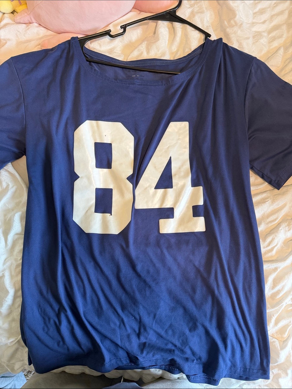 SHEIN Navy Blue Short Sleeve Tee with White '84' Graphic